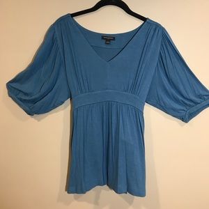 Blue 3/4 Sleeve Top with Tie in Back